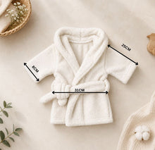Load image into Gallery viewer, Babymoon Spa Bathrobe &amp; Towel Set Newborn Photography Costume | Baby Gift Set | White
