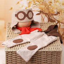 Load image into Gallery viewer, Babymoon Set of 3 | Avaitor Costume | Suspender, Hat, Scarf | Baby Photoshoot Props | 0-1 Month
