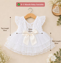 Load image into Gallery viewer, Babymoon Set of 2 | Baby Girls Lace Floral Net Frock with Headband | Princess Party Dress | Baby Girls Frock | Baby Photoshoot Props | 0-1 Months
