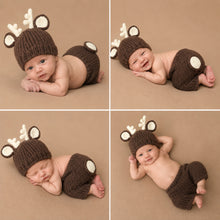 Load image into Gallery viewer, Babymoon Fawn Shorts With Cap Newborn Photography Crochet Outfit Costume
