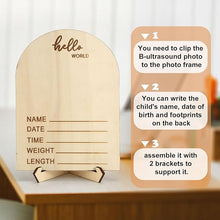 Load image into Gallery viewer, Babymoon Double-Sided Wooden Sign for Pregnancy &amp; Birth Announcement Ultrasound Picture Photo Frame | Nursery Home Décor | Baby Reveal Sign | Baby Shower Gift | Baby Photography Props
