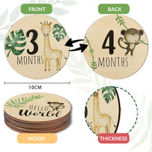 Load image into Gallery viewer, Babymoon Wooden 7pc Double Sided Monthly Baby Milestone Cards | Baby Growth Cards | Monthly Cards | Baby Shower Gifts
