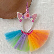 Load image into Gallery viewer, Babymoon Set of 2 | Birthday Party Girls Princess Tutu Skirt with Unicorn Headband | Baby Photoshoot Props | Baby Gift Set | 3-8 Yrs
