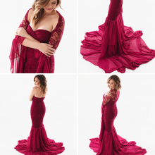 Load image into Gallery viewer, Babymoon Skinny Stylish Maternity Gown Dress - Maroon
