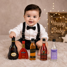 Load image into Gallery viewer, Babymoon 5pc Miniature Artificial Drink Bottles | Wine Whiskey Beer Vodka Cake Topper | Dollhouse Food Studio Cafe Restaurant Decoration Party | Baby Photoshoot Prop | Product Photoshoot
