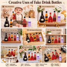 Load image into Gallery viewer, Babymoon 5pc Miniature Artificial Drink Bottles | Wine Whiskey Beer Vodka Cake Topper | Dollhouse Food Studio Cafe Restaurant Decoration Party | Baby Photoshoot Prop | Product Photoshoot
