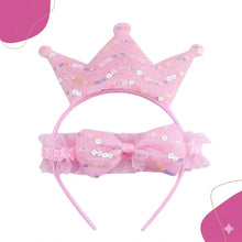 Load image into Gallery viewer, Babymoon Set of 3 | Baby Girls Kids Crown and Bow Headband with Gemstone Sticker Pack | Hair Accessories | Baby Gift Set | 3-8 Yrs
