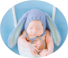 Load image into Gallery viewer, Babymoon Big Rabbit Ears Bonnet Hat | Baby Photography Hat | Blue
