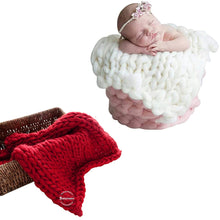 Load image into Gallery viewer, Babymoon Marino Wool Knit Throw Basket Filler Blanket Baby Photography Photoshoot Props | Red

