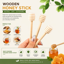 Load image into Gallery viewer, Babymoon Set of 3 | 8cm Mini Wooden Honey Dipper Sticks | Natural Wood Honey Spoon Dispenser Wand | Small Drizzle Stirrer Prop for Baby Food Photoshoot, Wedding Party Favours | Decorative Add-ons
