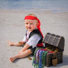 Load image into Gallery viewer, Babymoon Miniature Pirate Treasure Chest Box with Lock &amp; Key | Antique Style Keepsake Organizer | Small Retro Jewellery Box | Storage Case for Baby Photoshoot Props | Decorative Add-ons
