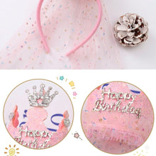 Load image into Gallery viewer, Babymoon Princess Birthday Party Girls Crown Headband with Veil | Hair Accessories | 3-8 Yrs
