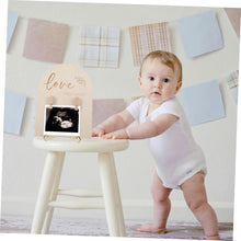 Load image into Gallery viewer, Babymoon Double-Sided Wooden Sign for Pregnancy &amp; Birth Announcement Ultrasound Picture Photo Frame | Nursery Home Décor | Baby Reveal Sign | Baby Shower Gift | Baby Photography Props

