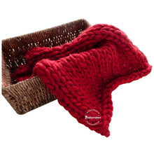 Load image into Gallery viewer, Babymoon Marino Wool Knit Throw Basket Filler Blanket Baby Photography Photoshoot Props | Red
