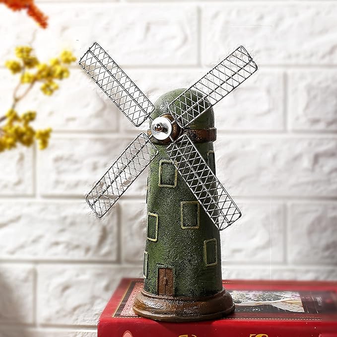 Babymoon Antique Miniature Windmill | Decorative Add-ons | Baby Photography Prop | Green