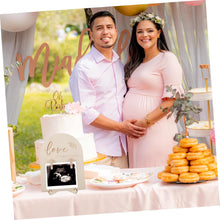 Load image into Gallery viewer, Babymoon Double-Sided Wooden Sign for Pregnancy &amp; Birth Announcement Ultrasound Picture Photo Frame | Nursery Home Décor | Baby Reveal Sign | Baby Shower Gift | Baby Photography Props
