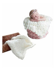 Load image into Gallery viewer, Babymoon Marino Wool Knit Throw Basket Filler Blanket Baby Photography Photoshoot Props
