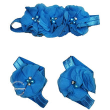 Load image into Gallery viewer, Babymoon Set of 2 | Baby Headbands And Barefoot Sandals Accessories Set | Blue
