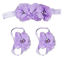 Load image into Gallery viewer, Babymoon Set of 2 | Baby Headbands And Barefoot Sandals Accessories Set | Purple
