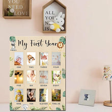 Load image into Gallery viewer, Babymoon 1yr Birth Announcement Photo Frame | Photo Board | Nursery Home Décor | Baby Shower Gift | Baby Growth Display | Baby Photography Props
