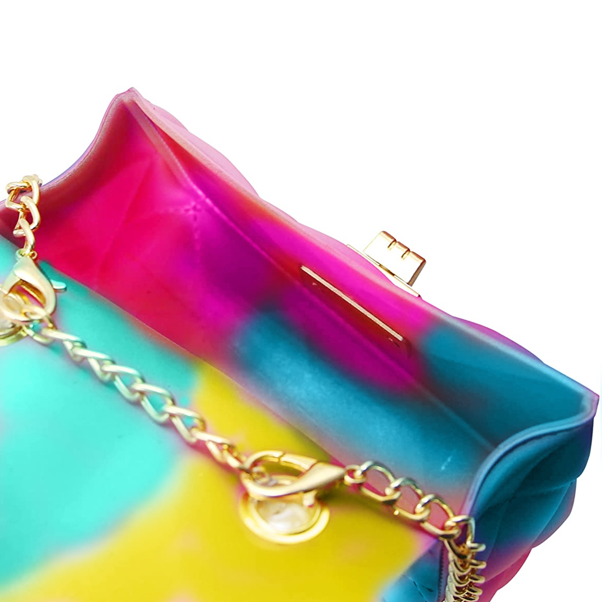 Clear Green & Yellow Jelly Crossbody Purse Handbag Gold Chain LGZ008 MT4 |  eBay