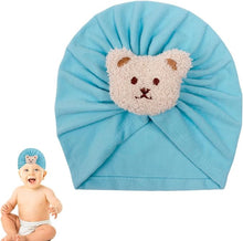 Load image into Gallery viewer, Babymoon Beanie Bear Turban Knot Boy’s Girl’s Kids New Born Baby Cap Hat Headwear 0-2 Y | Blue
