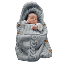 Load image into Gallery viewer, Babymoon Organic Knitted Woollen Swaddle Sleeping Bag | 0-3M  - Grey
