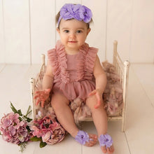 Load image into Gallery viewer, Babymoon Set of 2 | Baby Headbands And Barefoot Sandals Accessories Set | Purple
