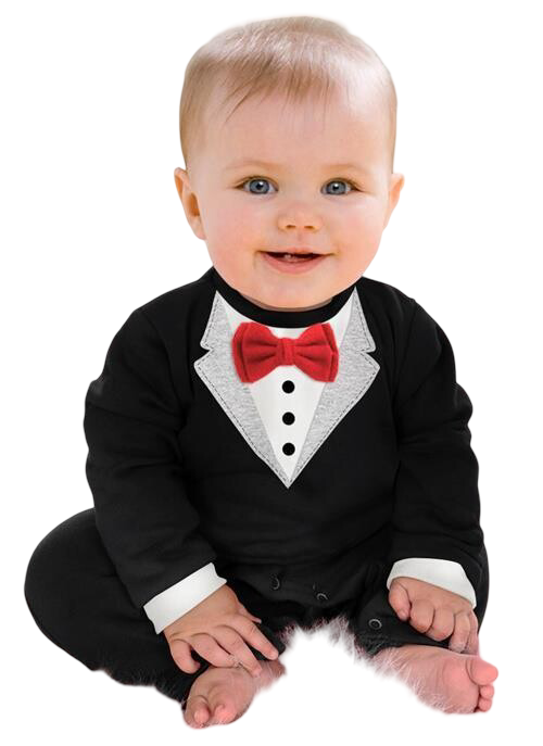 Babymoon Gentleman Suit Romper | Baby Photoshoot Props | Birthday Party Costume | Black | 9-12 Months