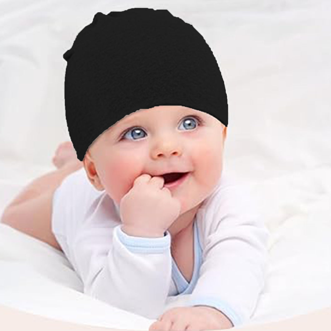 Babymoon Stretchable Pullover Baby Hat Caps | 3-12 Months | Black