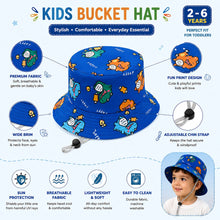 Load image into Gallery viewer, Babymoon Dinosaur Baby Boys Girls Kids Summer Cap with Head String Sun Beach Hat | Blue | 2-6 Year

