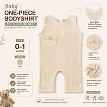 Load image into Gallery viewer, Babymoon Baby Boys Cotton Sleeveless Bodysuit with Wooden Button on Chest Pocket | Baby Photoshoot Props | 0-1 Month
