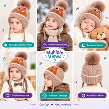 Load image into Gallery viewer, Babymoon Baby Dinosaur Design Cap with String Winter Kids Hat Boys Girls Caps | Brown | 1-15 Years
