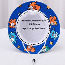 Load image into Gallery viewer, Babymoon Dinosaur Baby Boys Girls Kids Summer Cap with Head String Sun Beach Hat | Blue | 2-6 Year
