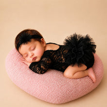 Load image into Gallery viewer, Babymoon Set of 2 | Fluffy Romper &amp; Hairband | Baby Photoshoot Props Costumes | Black | 0-1 Month
