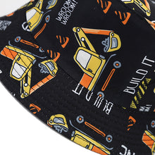 Load image into Gallery viewer, Babymoon Engineer Bucket Baby Boys Girls Kids Summer Cap with Head String Sun Beach Hat | Black | 2-8
