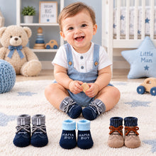 Load image into Gallery viewer, Babymoon Set of 3 | Non-Skid, Anti Slip Baby Socks Gift Box | Safety Protector | 0-9M | Blue
