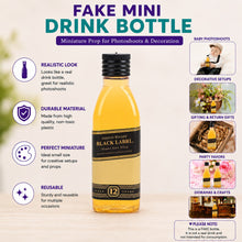 Load image into Gallery viewer, Babymoon Miniature Artificial Whiskey Bottle Model (8.9cm), Mini Empty Glass Art Bottle Showpiece | Fake Bottle Cake Topper Decoration | Food, Studio &amp; Baby Photoshoot | Decorative Add-ons
