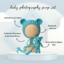 Load image into Gallery viewer, Babymoon Bear Teddy with Cap New Born Baby Photography Shoot Props Costumes
