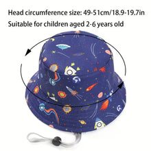 Load image into Gallery viewer, Babymoon Space Bucket Baby Boys Girls Kids Summer Cap with Head String Sun Beach Hat | Blue | 2-6 Year
