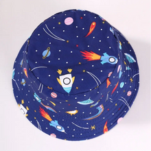 Load image into Gallery viewer, Babymoon Space Bucket Baby Boys Girls Kids Summer Cap with Head String Sun Beach Hat | Blue | 2-6 Year
