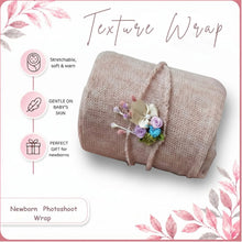 Load image into Gallery viewer, Babymoon Textured Stretchble Baby Photography Shoot Wrap Cloth With Hairband - Brown
