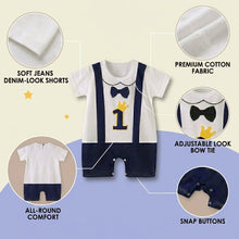 Load image into Gallery viewer, Babymoon 1st Rank First Birthday Romper Outfit | Baby Photoshoot Props Costumes | Blue
