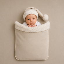 Load image into Gallery viewer, Babymoon Set of 2 | Baby Swaddle Pocket Props with Matching Hat | Baby Photoshoot Props | Beige | 0-1 Month
