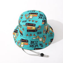 Load image into Gallery viewer, Babymoon Engineer Bucket Baby Boys Girls Kids Summer Cap with Head String Sun Beach Hat | Blue | 2-8
