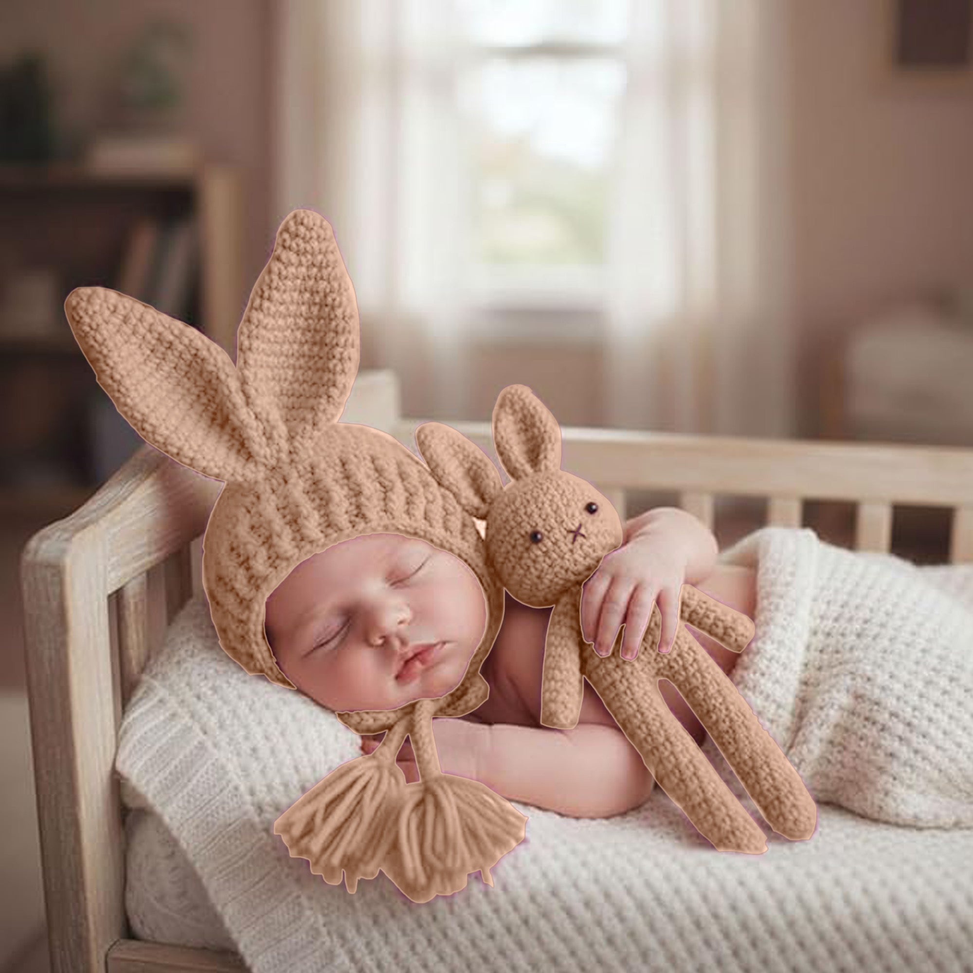 Babymoon Rabbit Toy with Cap New Born Baby Photography Shoot Props Cos ...