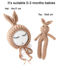 Load image into Gallery viewer, Babymoon Rabbit Toy with Cap New Born Baby Photography Shoot Props Costumes | Coffee
