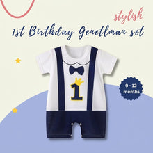 Load image into Gallery viewer, Babymoon 1st Rank First Birthday Romper Outfit | Baby Photoshoot Props Costumes | Blue
