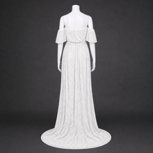 Load image into Gallery viewer, Babymoon Off Shoulder Maternity Gown Dress - White
