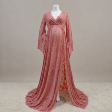 Load image into Gallery viewer, Babymoon Baggy Sleeve Maternity Gown Dress - Peach
